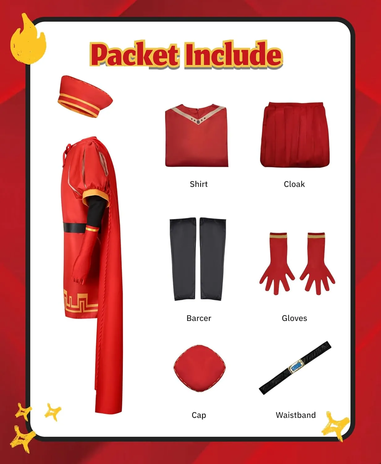 Men Costume Adult King Hat Outfits Black Oversleeve Red Cloak Glove Top Robe Cape Headwear Haloween Cosplay Costume