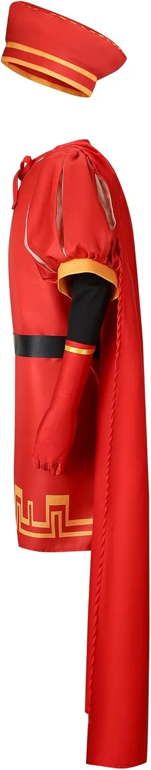 Men Costume Adult King Hat Outfits Black Oversleeve Red Cloak Glove Top Robe Cape Headwear Haloween Cosplay Costume