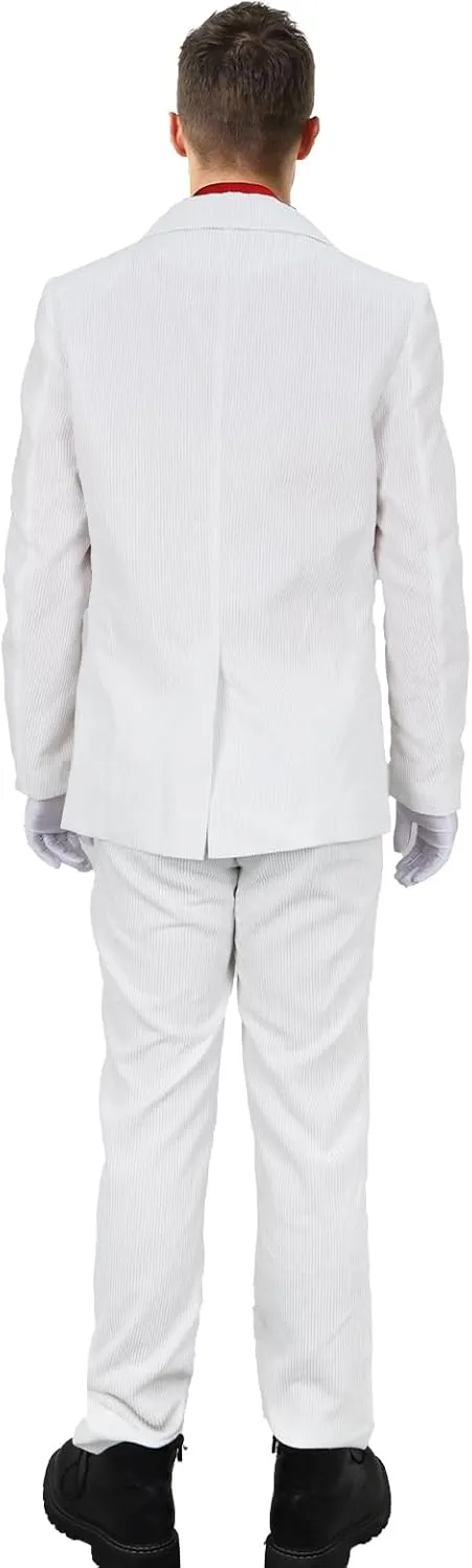 Men Tony Montana Costume Gangster White Suit Shirt Blazer Pants Glasses Gloves Halloween 1980s Movie Cosplay Outfit (XX-Large)
