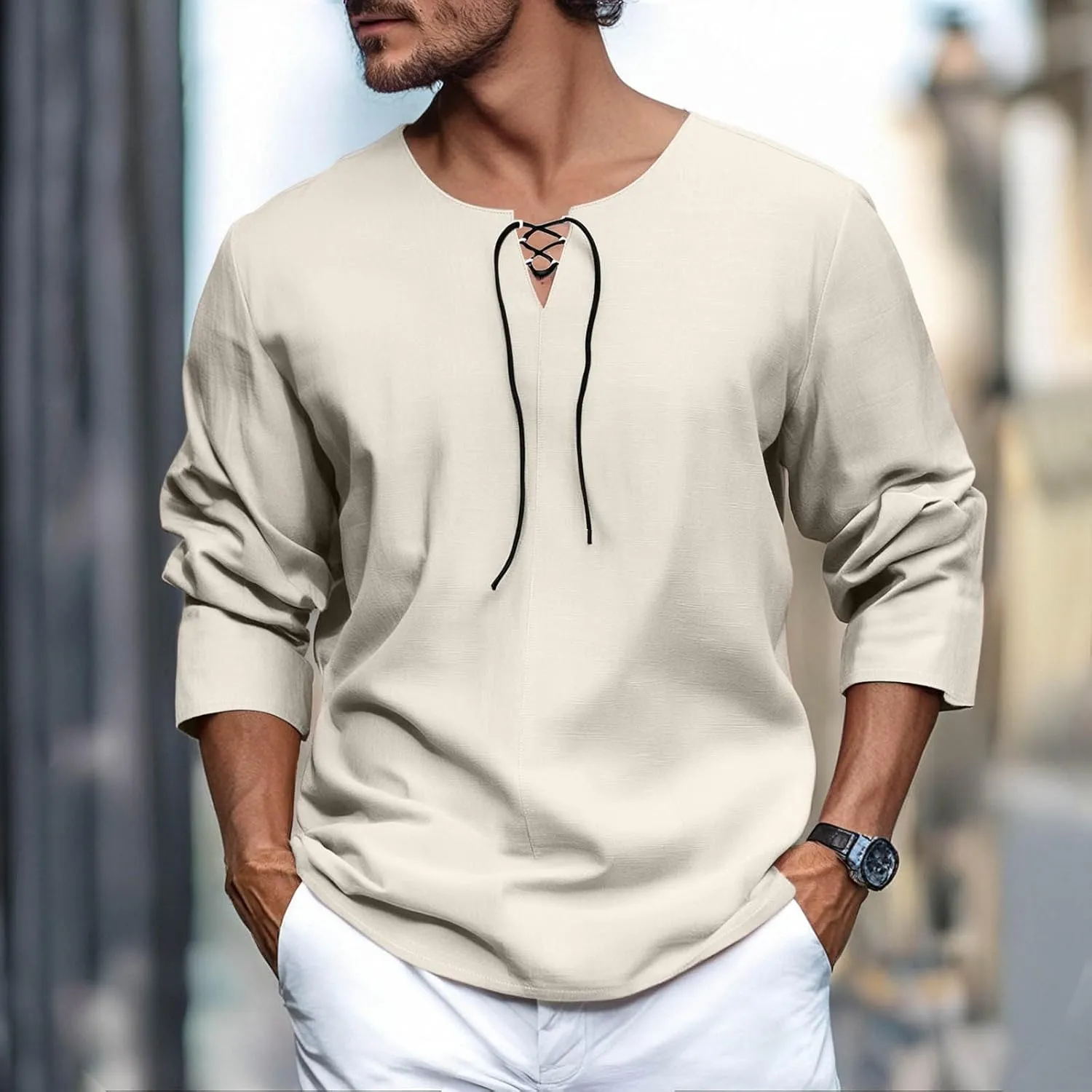 Men's Button Down Shirts Long SleeveV Neck Casual Shirts Lightweight Stretch Workout Undershirt Business Casual Tops