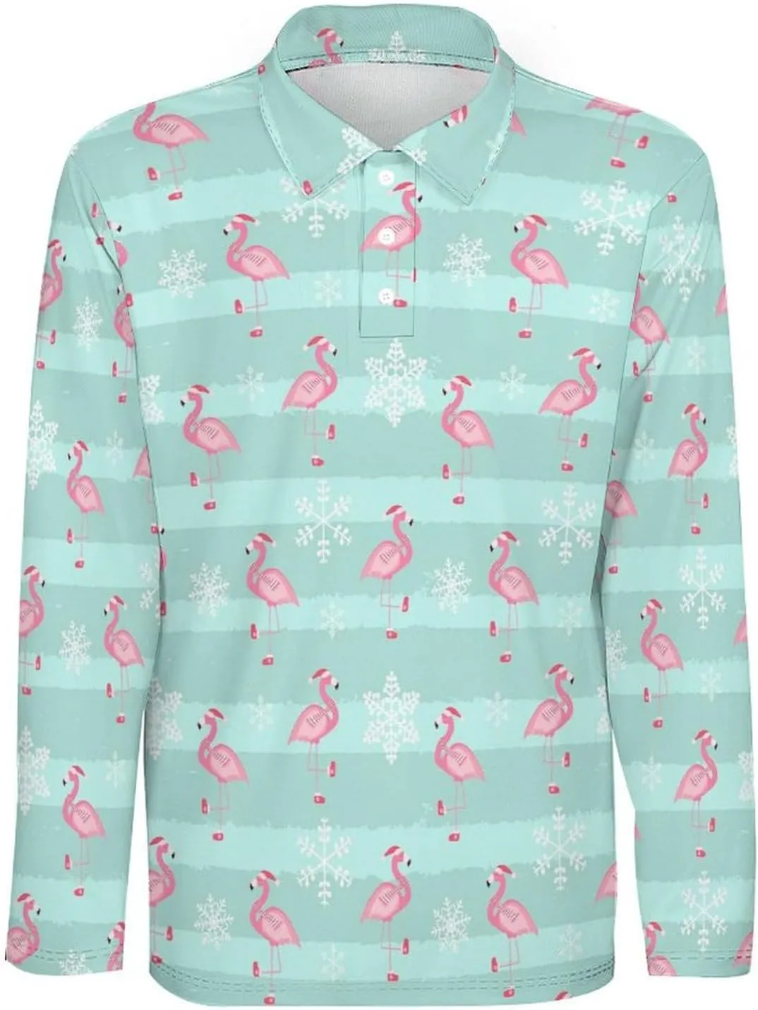 Mens Cactus Polo Shirts Quick-Dry Moisture Wicking 3D Print Long Sleeve Golf Shirts