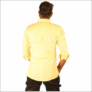 Men's Cotton 2 Pocket Hunting Safari Shirt with Coconut Shell Buttons Quick Dry Hiking Travel Fishing Long Sleeve Cargo Style
