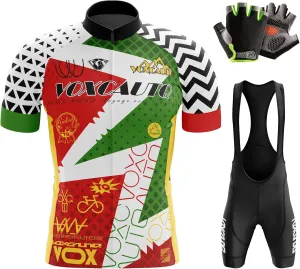 Men's Cycling Jersey Short Sleeve Set Cycling Jersey 3 Pockets Biking Shirt Quick Dry   Cycling Gloves
