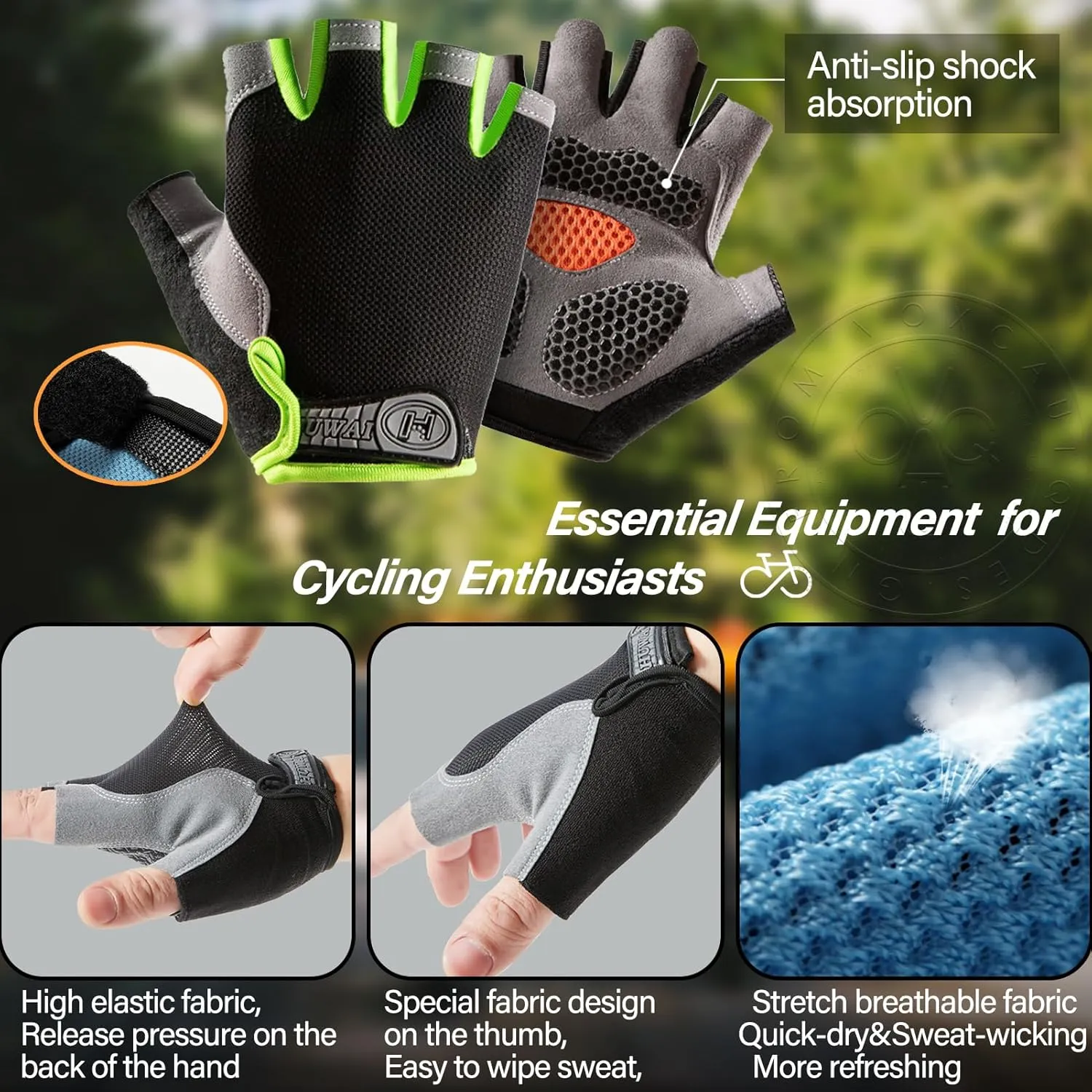 Men's Cycling Jersey Short Sleeve Set Cycling Jersey 3 Pockets Biking Shirt Quick Dry   Cycling Gloves