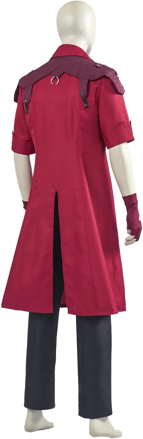 Mens Dante Cosplay Costume Halloween Devil Red Trench Coat Black Pants Outfits