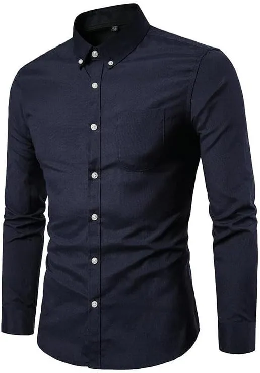 Men's Oxford Casual Long Sleeve Shirt Button-Down