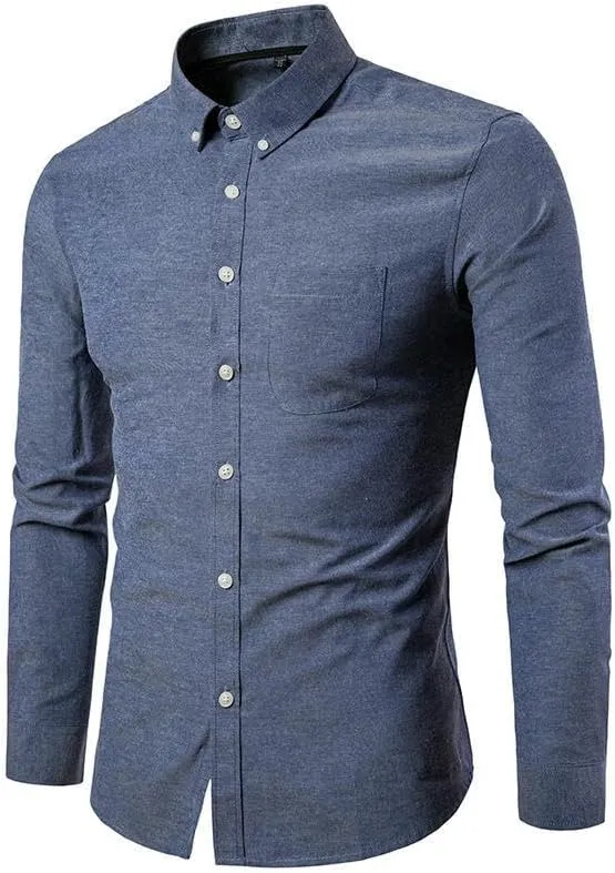 Men's Oxford Casual Long Sleeve Shirt Button-Down