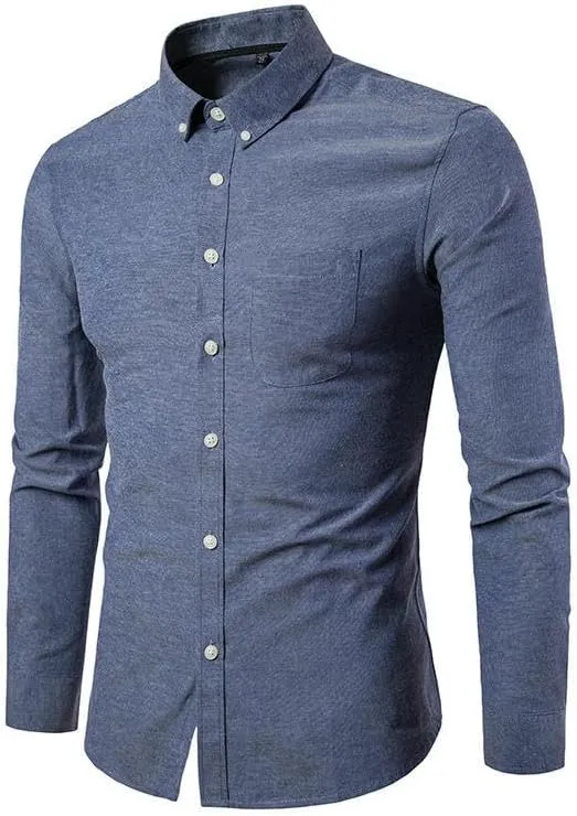 Men's Oxford Casual Long Sleeve Shirt Button-Down