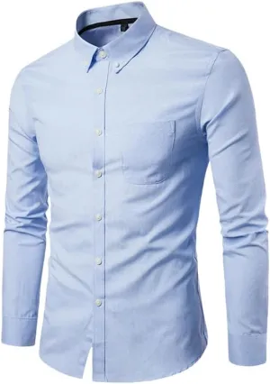 Men's Oxford Casual Long Sleeve Shirt Button-Down