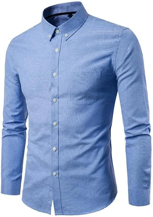 Men's Oxford Casual Long Sleeve Shirt Button-Down