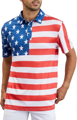 Mens Polo Shirts Short Sleeve Print Golf Shirts Gifts for Men