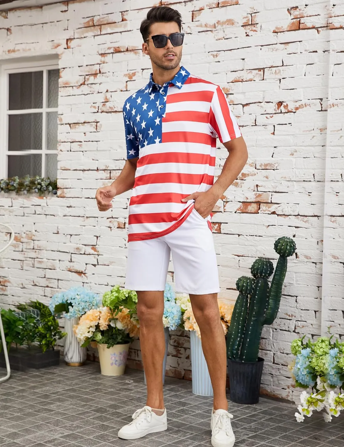 Mens Polo Shirts Short Sleeve Print Golf Shirts Gifts for Men