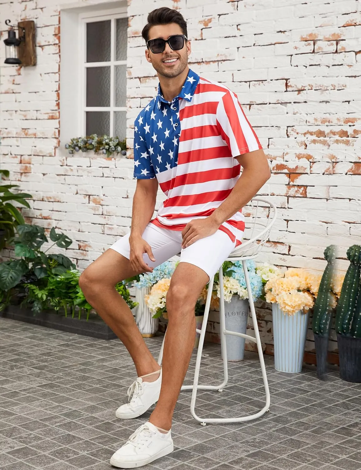 Mens Polo Shirts Short Sleeve Print Golf Shirts Gifts for Men