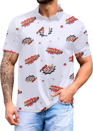 Mens Polo Shirts Short Sleeve Print Golf Shirts Gifts for Men