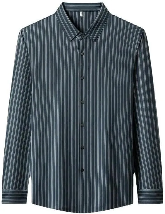 Men's Striped Shirt Middle-Aged Business Casual Seamless Non-Iron Blouse Autumn