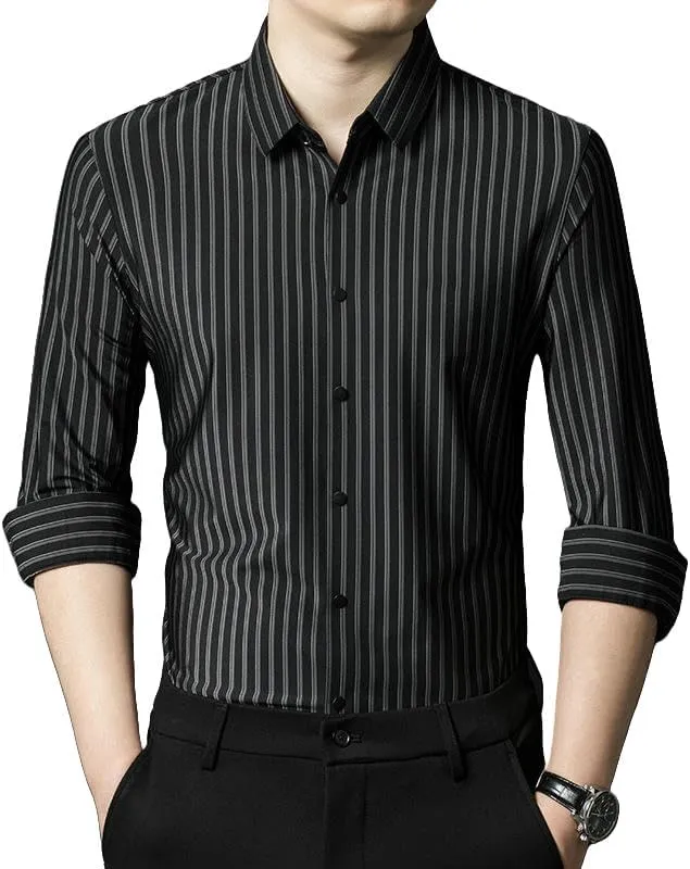 Men's Striped Shirt Middle-Aged Business Casual Seamless Non-Iron Blouse Autumn