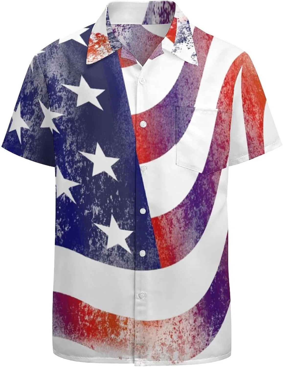 Men's Top Loose Turn Collar Short Sleeve Button Down Shirts Casual Shirt Blouses with Pocket