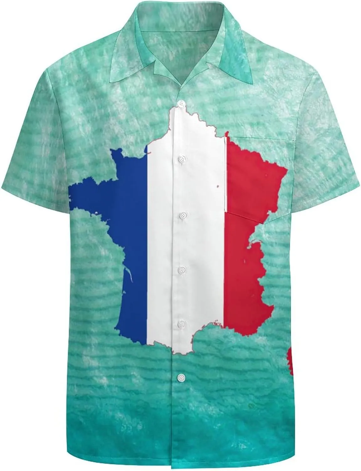 Men's Top Loose Turn Collar Short Sleeve Button Down Shirts Casual Shirt Blouses with Pocket