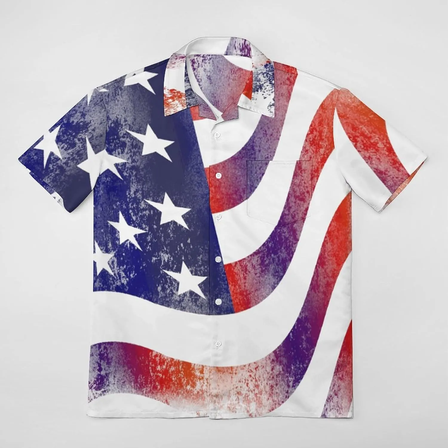 Men's Top Loose Turn Collar Short Sleeve Button Down Shirts Casual Shirt Blouses with Pocket