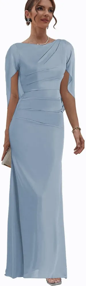 Mermaid Mother of The Bride Dresses with Cape Chiffon Wedding Guest Formal Dress for Women