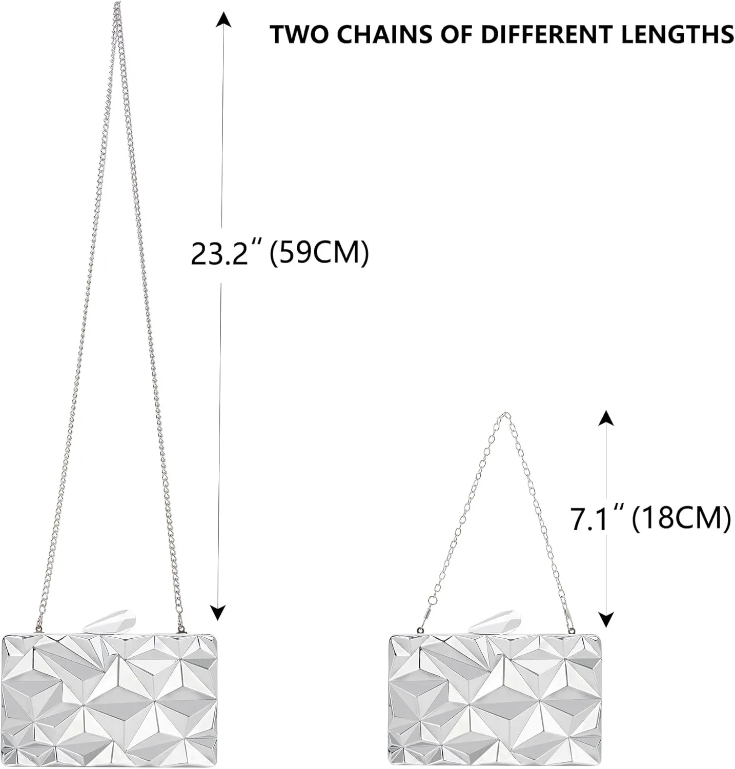Milisente Women's Clutch Purses Metallic Bridal Party Geometric Evening Clutches Bags Cocktail Formal Handbags