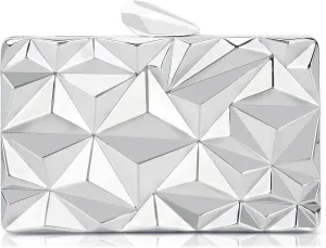 Milisente Women's Clutch Purses Metallic Bridal Party Geometric Evening Clutches Bags Cocktail Formal Handbags