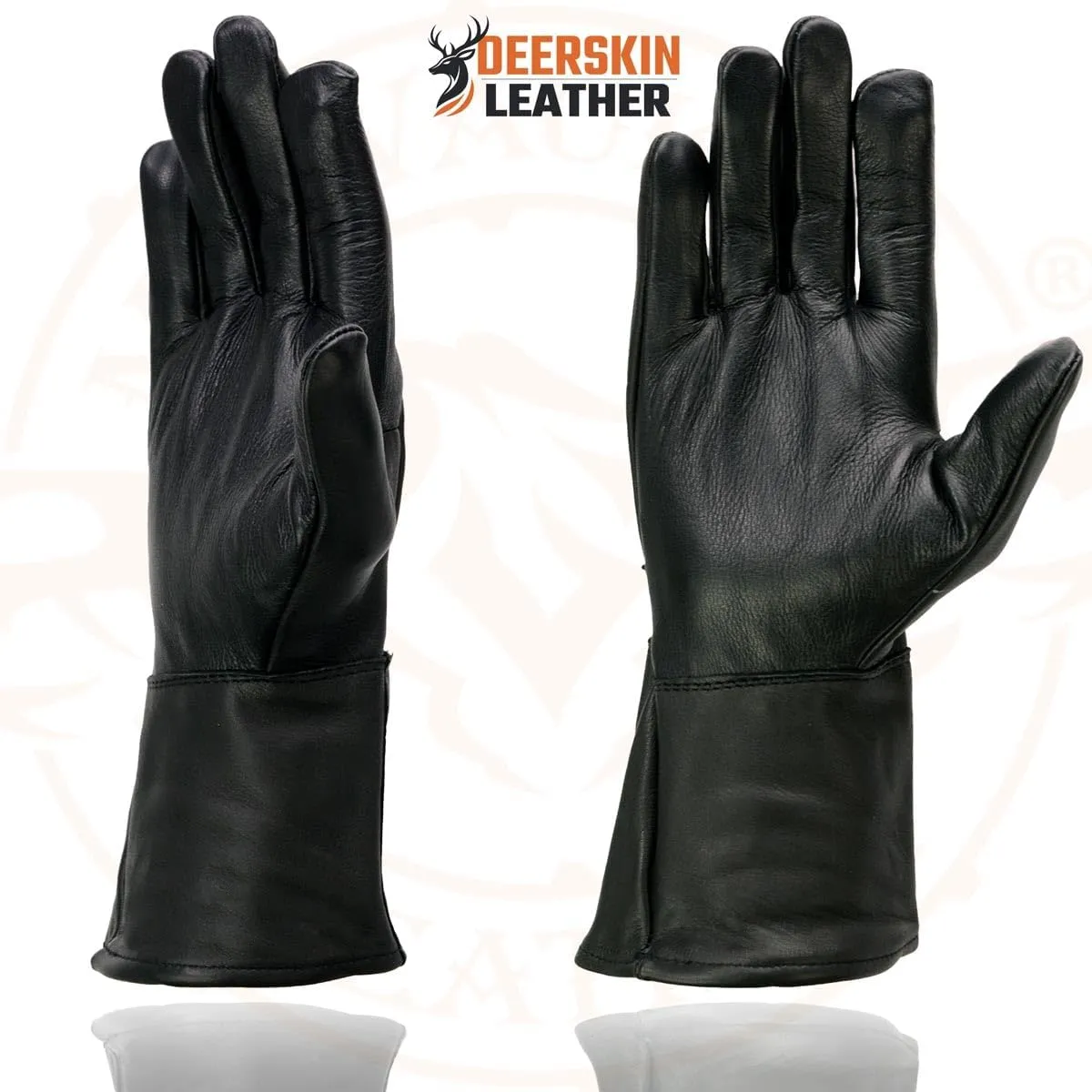 Milwaukee Leather Men's USA Deerskin Gauntlet Motorcycle Hand Gloves - Large