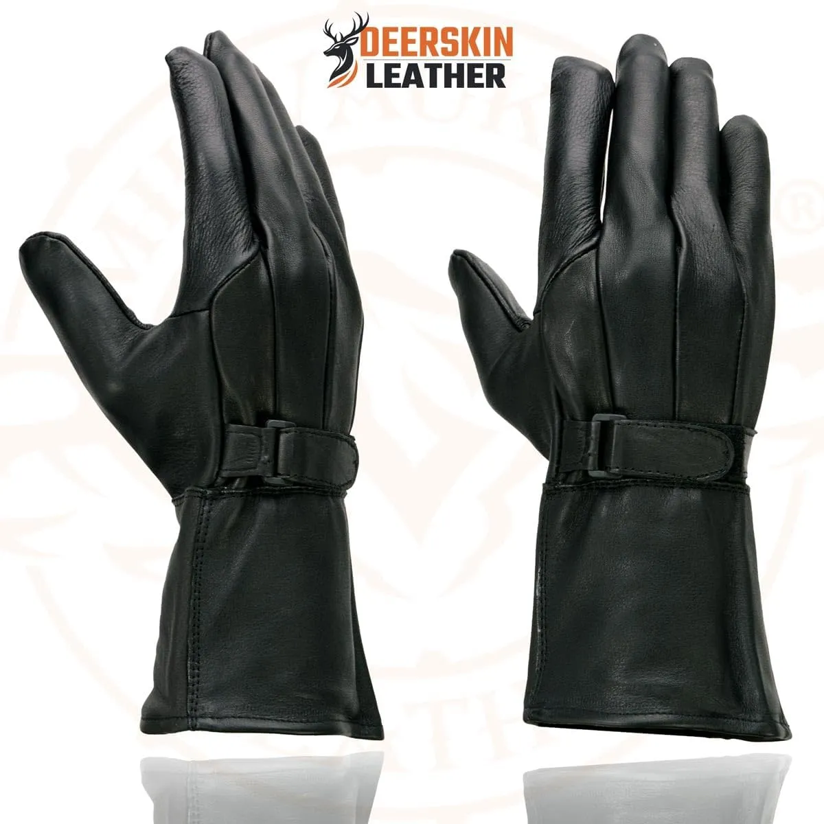 Milwaukee Leather Men's USA Deerskin Gauntlet Motorcycle Hand Gloves - Large