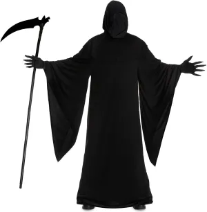 Morph Grim Reaper Costume For Men - Adult Grim Reaper Robe - Spooky Halloween Outfit - Dark Cloak For Parties