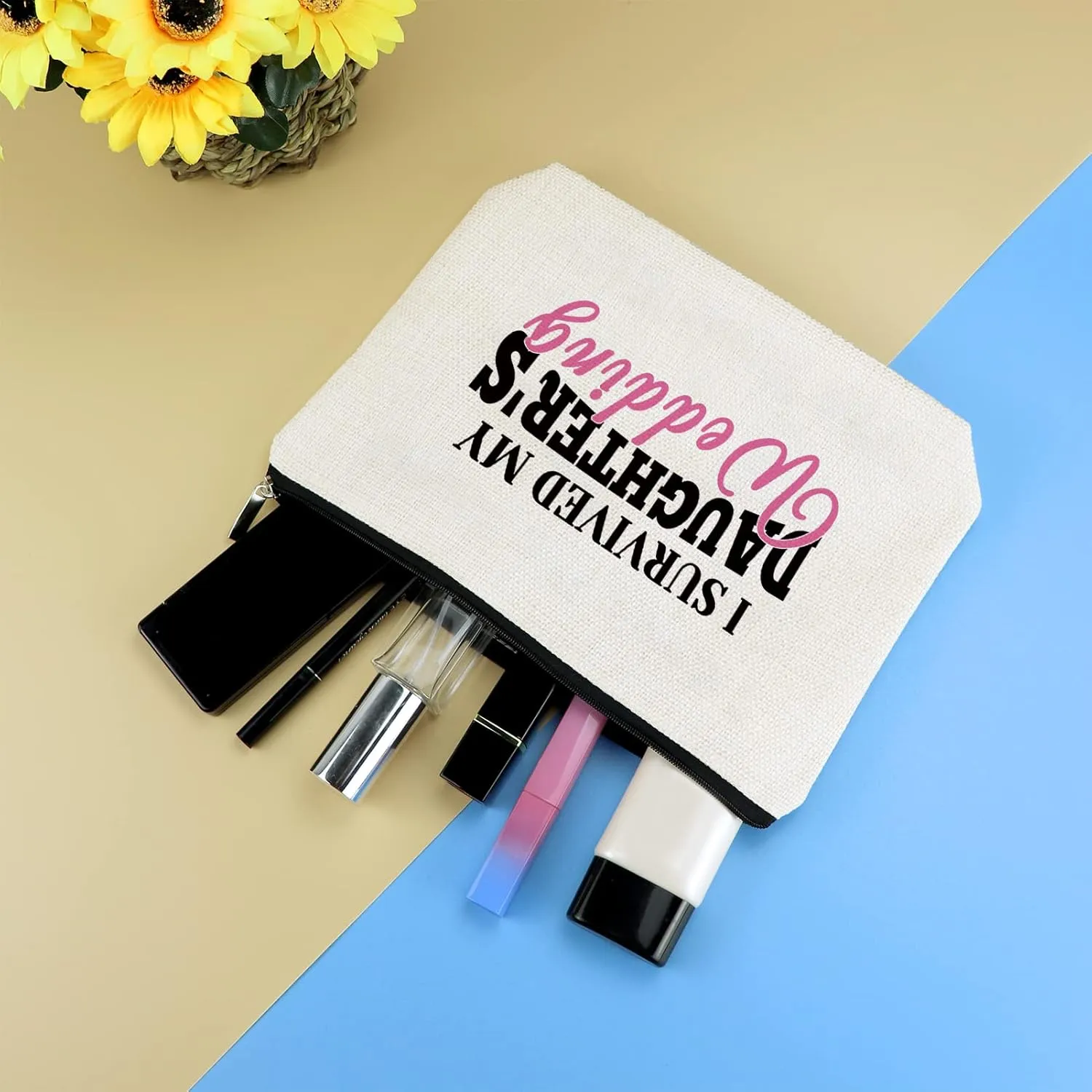 Mother Of The Bride Gift from Daughter Makeup Bag Wedding Gifts for Mother in Law Cosmetic Bag Pouch Wedding Keepsake Gift Engagement Announcement Bridal Shower Gifts for Bride's Mom