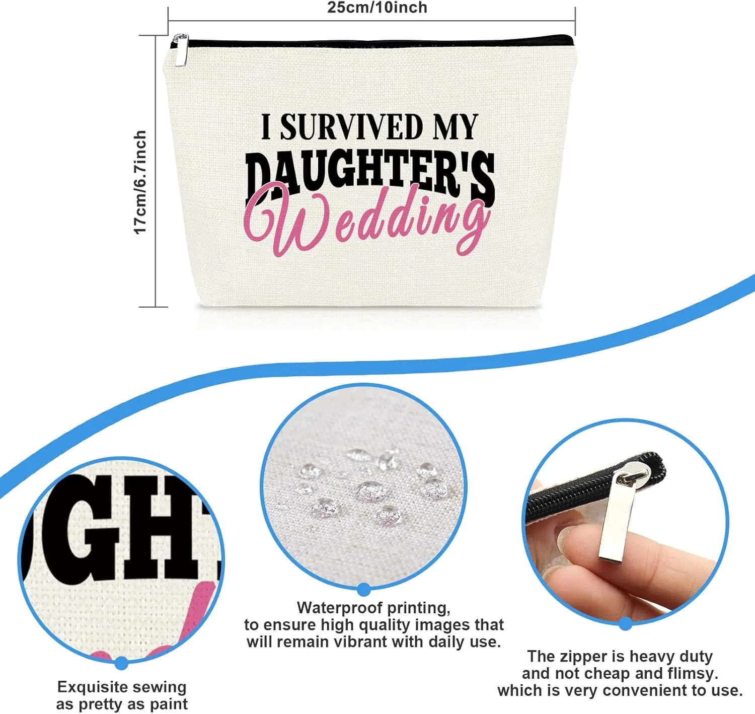 Mother Of The Bride Gift from Daughter Makeup Bag Wedding Gifts for Mother in Law Cosmetic Bag Pouch Wedding Keepsake Gift Engagement Announcement Bridal Shower Gifts for Bride's Mom
