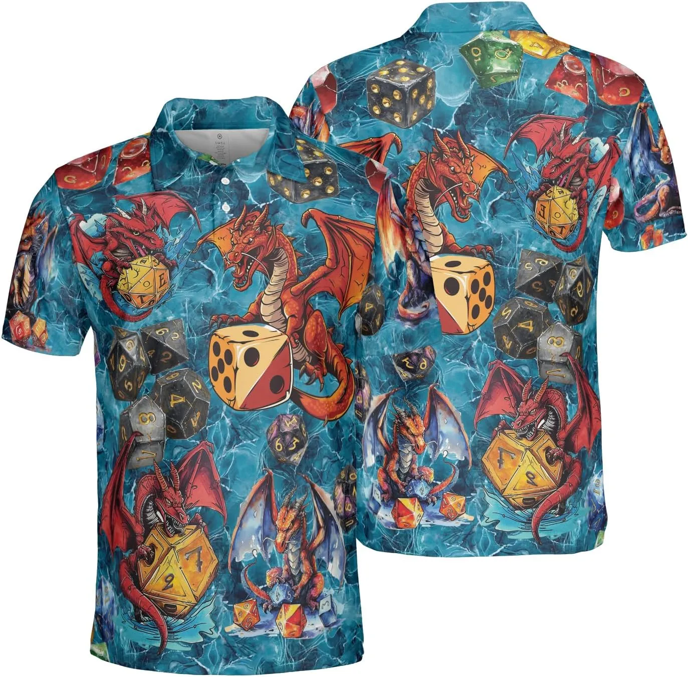 Mythical Dragon Polo Golf Shirts for Men Women - Dungeon Mens Polo Shirts Short Sleeve Mens Polo Shirts Dry Fit Serie 52