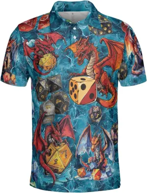 Mythical Dragon Polo Golf Shirts for Men Women - Dungeon Mens Polo Shirts Short Sleeve Mens Polo Shirts Dry Fit Serie 52