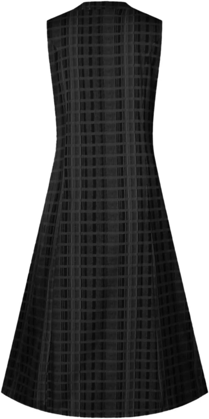 Mzkdieey Women's Summer Striped Print Button Down V Neck Maxi Dresses Sleeveless Loose Tank Dress Beach Vacation Sundress