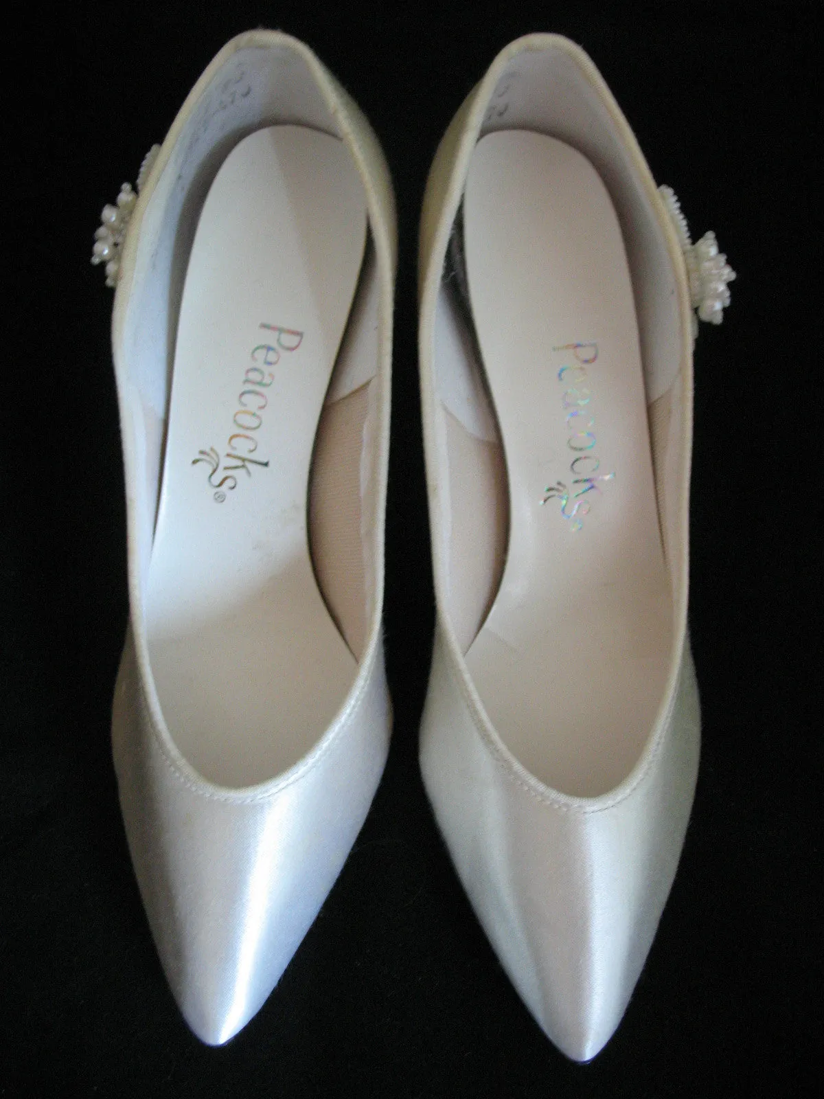 New Vintage Y2K 90s Peacocks Womens Pump Shoes High Heels Made USA Cream White