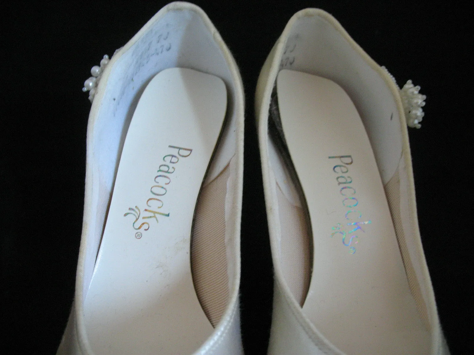New Vintage Y2K 90s Peacocks Womens Pump Shoes High Heels Made USA Cream White