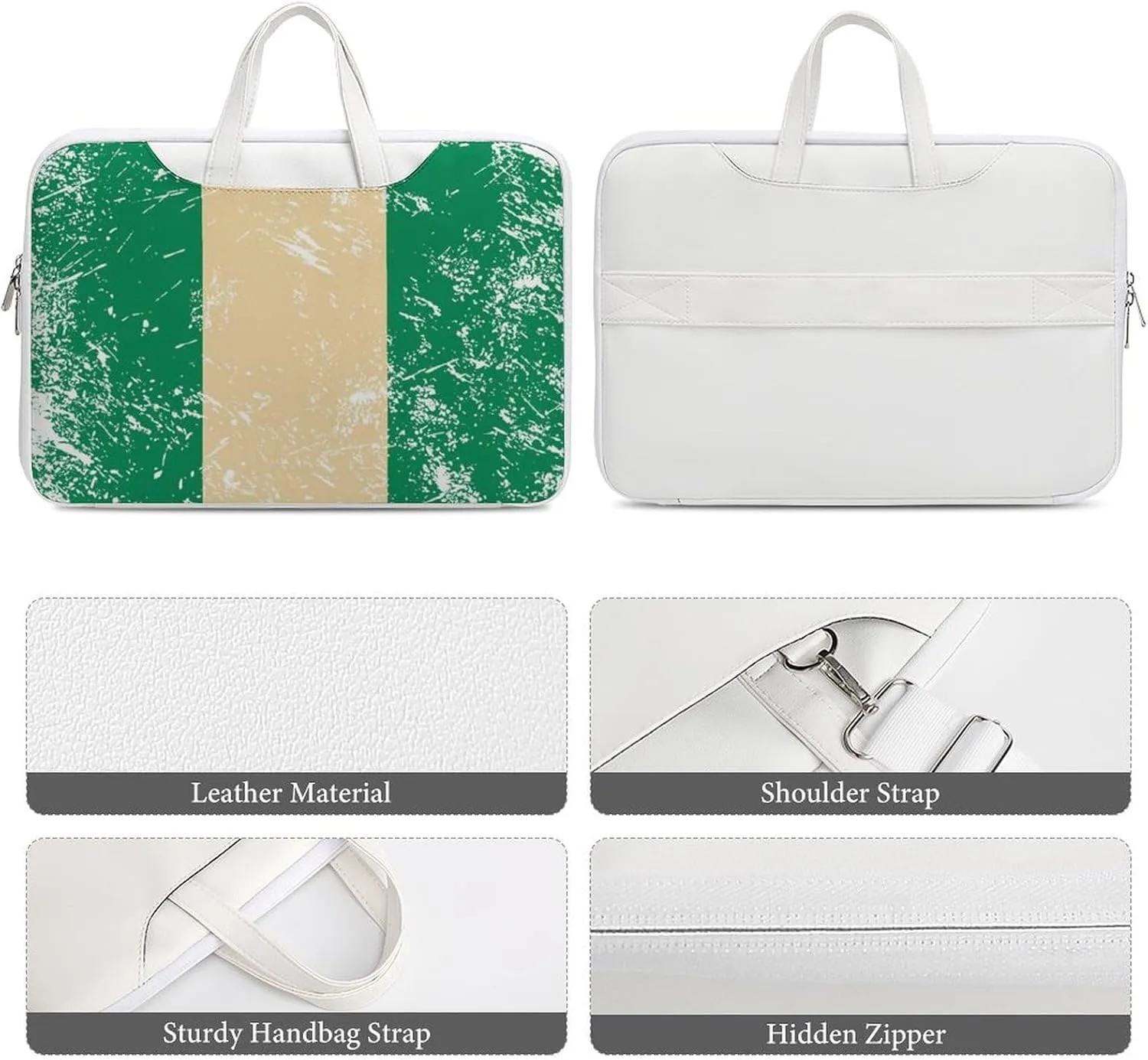 Nigeria Vintage Flag Leather Bag Laptop Case Slim Water Resistant Computer Bags with Handle Briefcase for Work