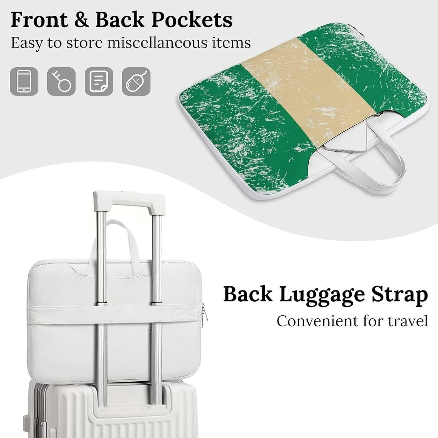Nigeria Vintage Flag Leather Bag Laptop Case Slim Water Resistant Computer Bags with Handle Briefcase for Work