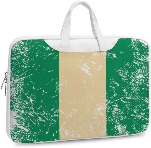 Nigeria Vintage Flag Leather Bag Laptop Case Slim Water Resistant Computer Bags with Handle Briefcase for Work