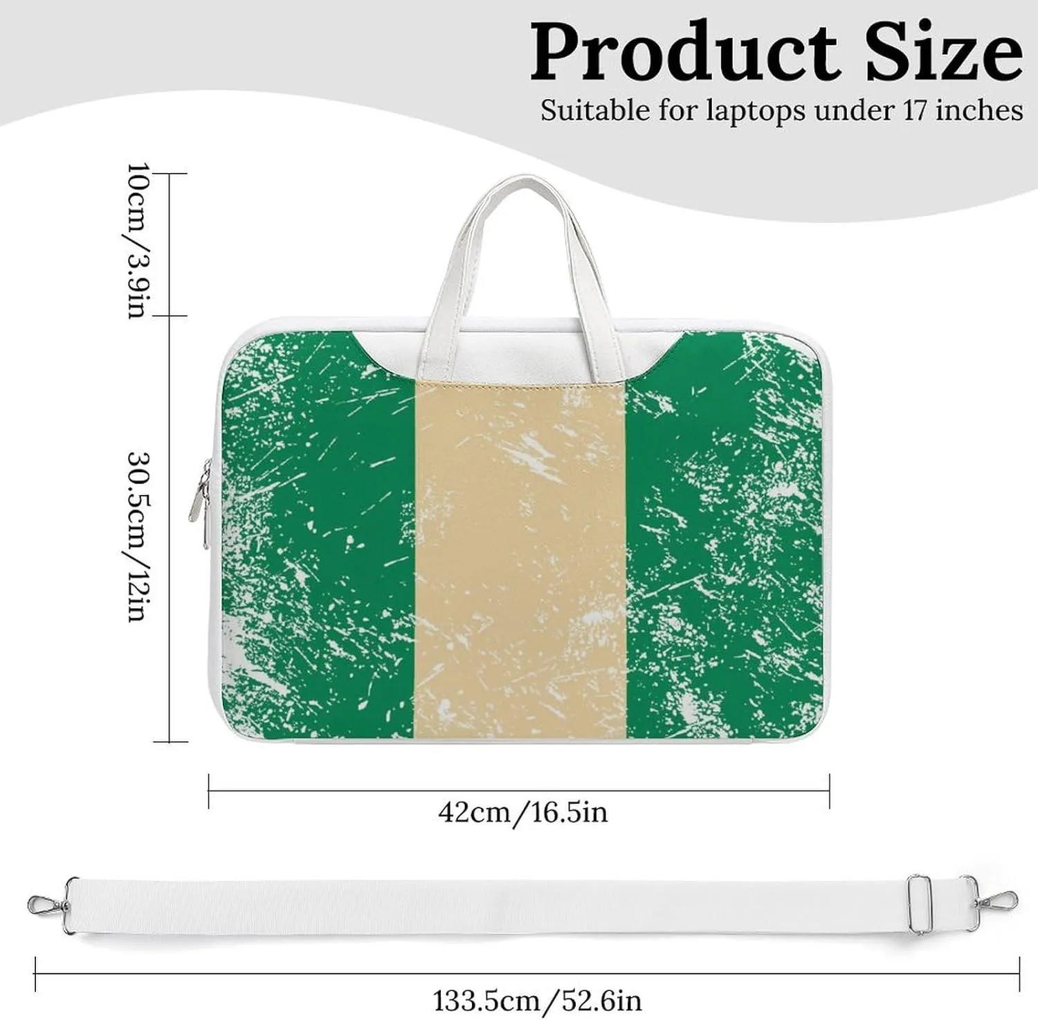Nigeria Vintage Flag Leather Bag Laptop Case Slim Water Resistant Computer Bags with Handle Briefcase for Work