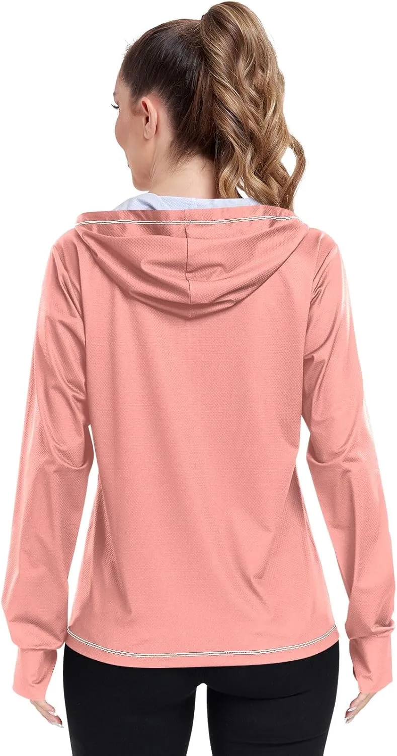 ODAWA Womens Sun Protection Shirts Long Sleeve Sun Shirt Zip Up Hoodie Womens Spf 50 Shirts