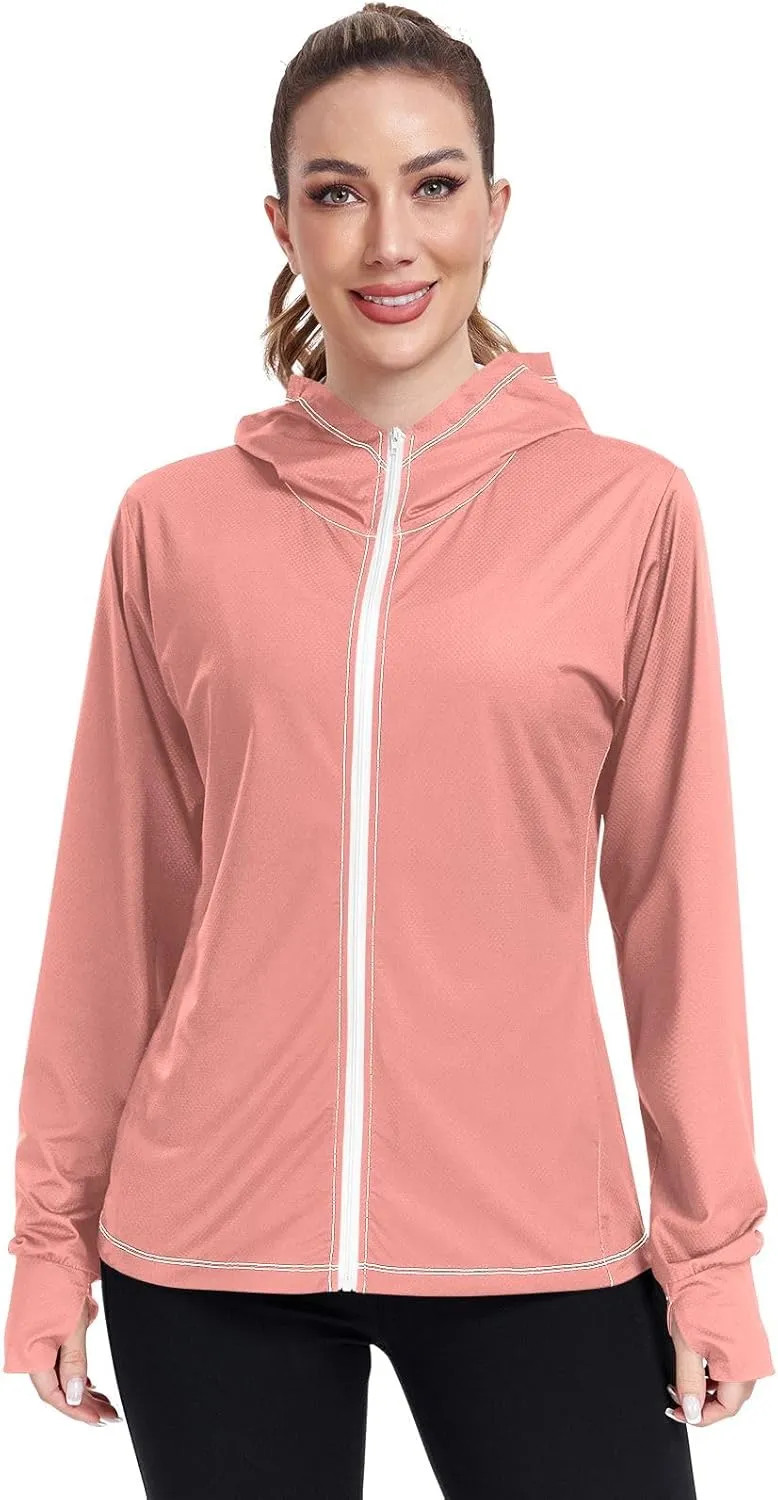 ODAWA Womens Sun Protection Shirts Long Sleeve Sun Shirt Zip Up Hoodie Womens Spf 50 Shirts