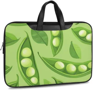 Pea Pod Green Leaves Leather Bag Laptop Case Slim Water Resistant Computer Bags with Handle Briefcase for Work
