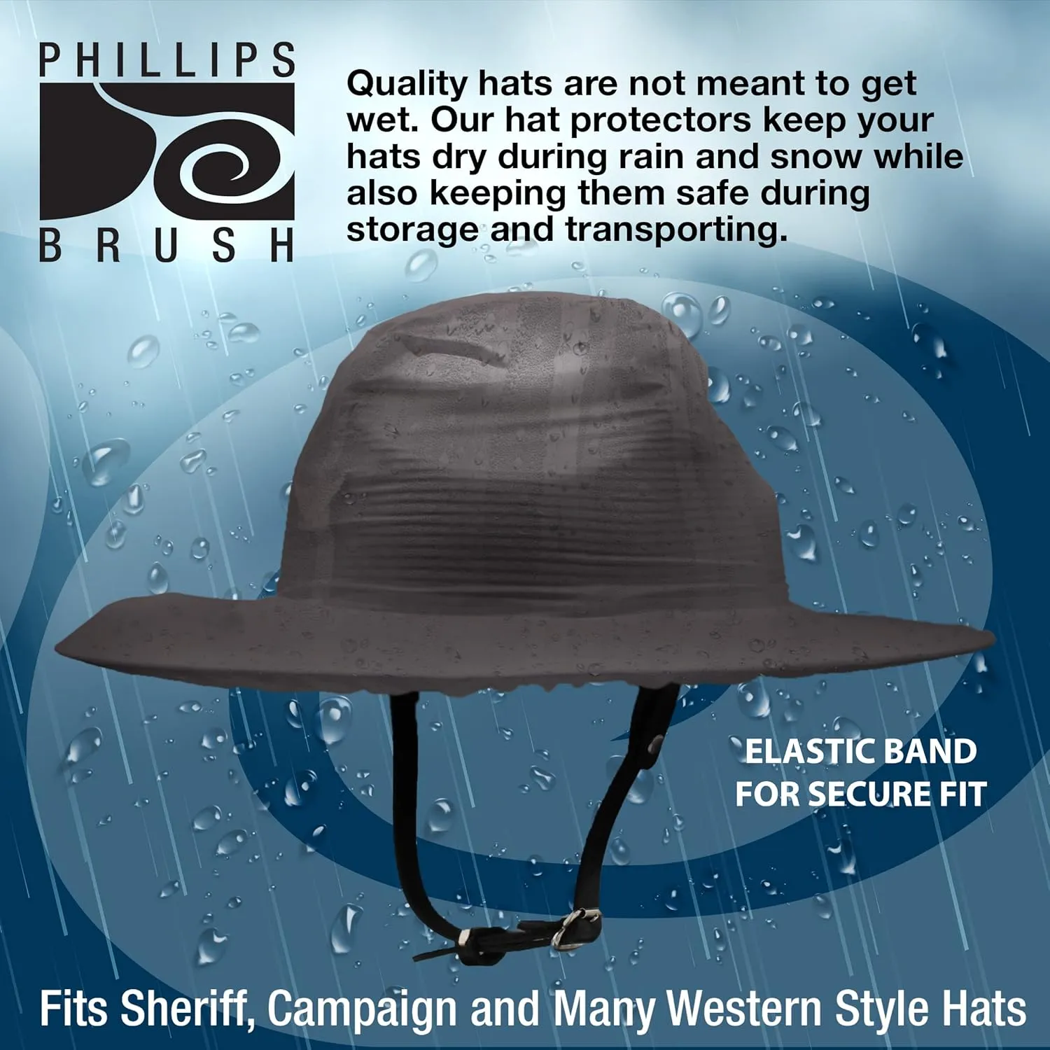 Phillips Brush Reusable Rain Cap Protective Hat Cover & Carrying Bag