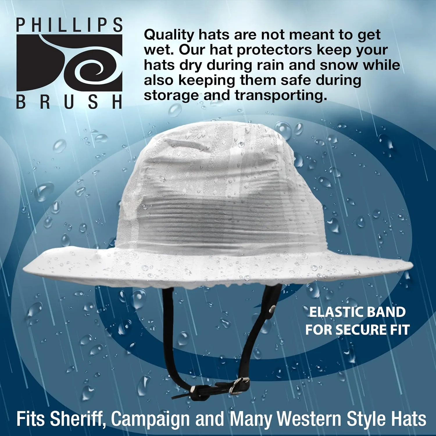 Phillips Brush Reusable Rain Cap Protective Hat Cover & Carrying Bag