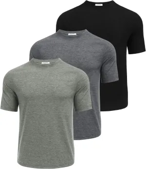 PINSPARK Men's 3 Pack Workout Shirts - Quick Dry Gym Athletic Shirts Moisture Wicking Short Sleeve T Shirts