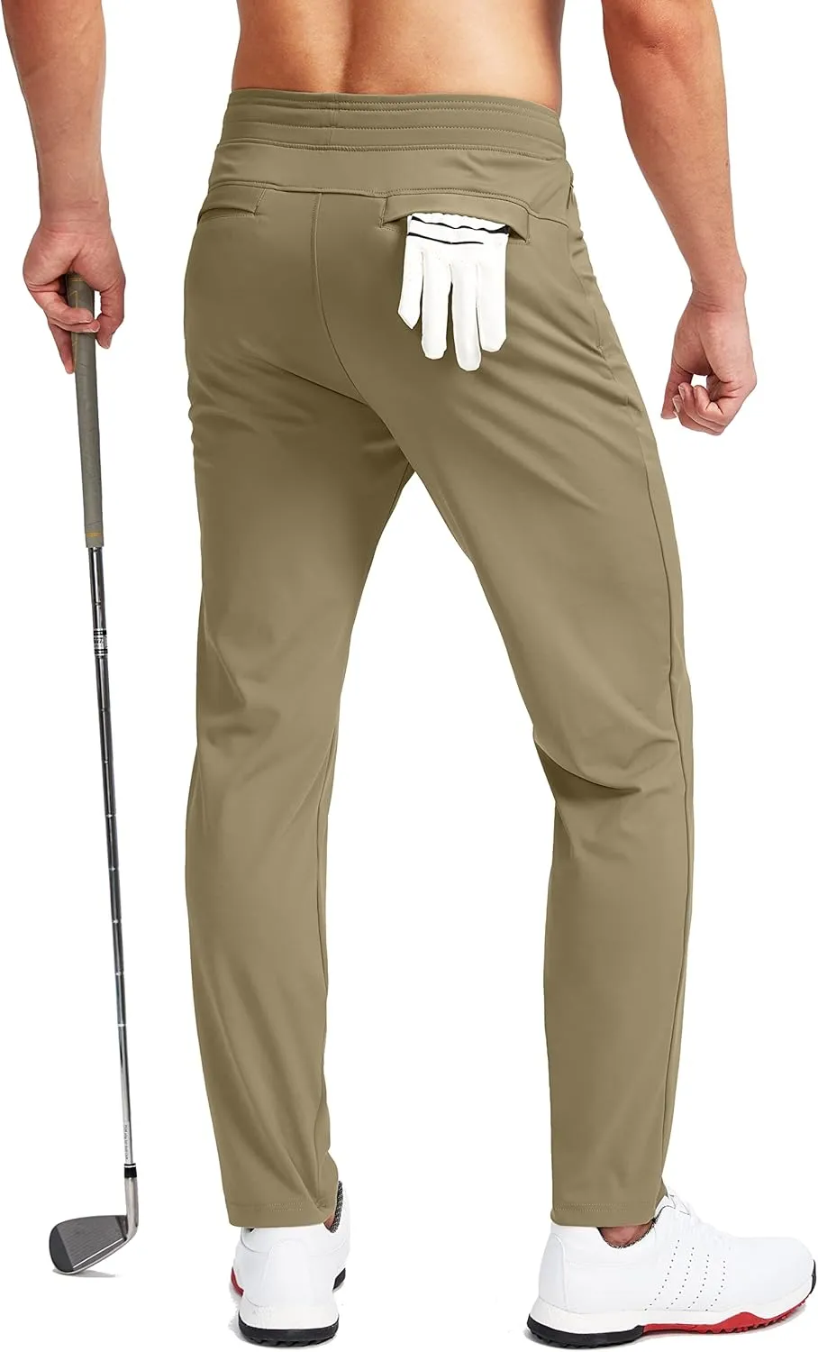 Pudolla Men's Golf Pants Stretch Sweatpants with Zipper Pockets Slim Fit Work Casual Joggers Pants for Men