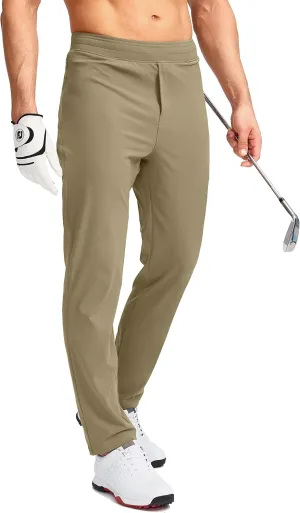 Pudolla Men's Golf Pants Stretch Sweatpants with Zipper Pockets Slim Fit Work Casual Joggers Pants for Men
