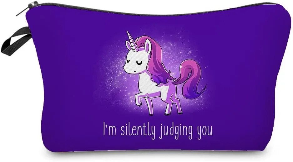 Purple Unicorn Gifts Makeup Bag Cute Small Makeup Organizer Bag Travel Toiletry Zipper Pouch Unicorn Gift Birthday Gift Purple Cartoon Unicorn Cosmetic Bag for Girls Unicorn Lovers