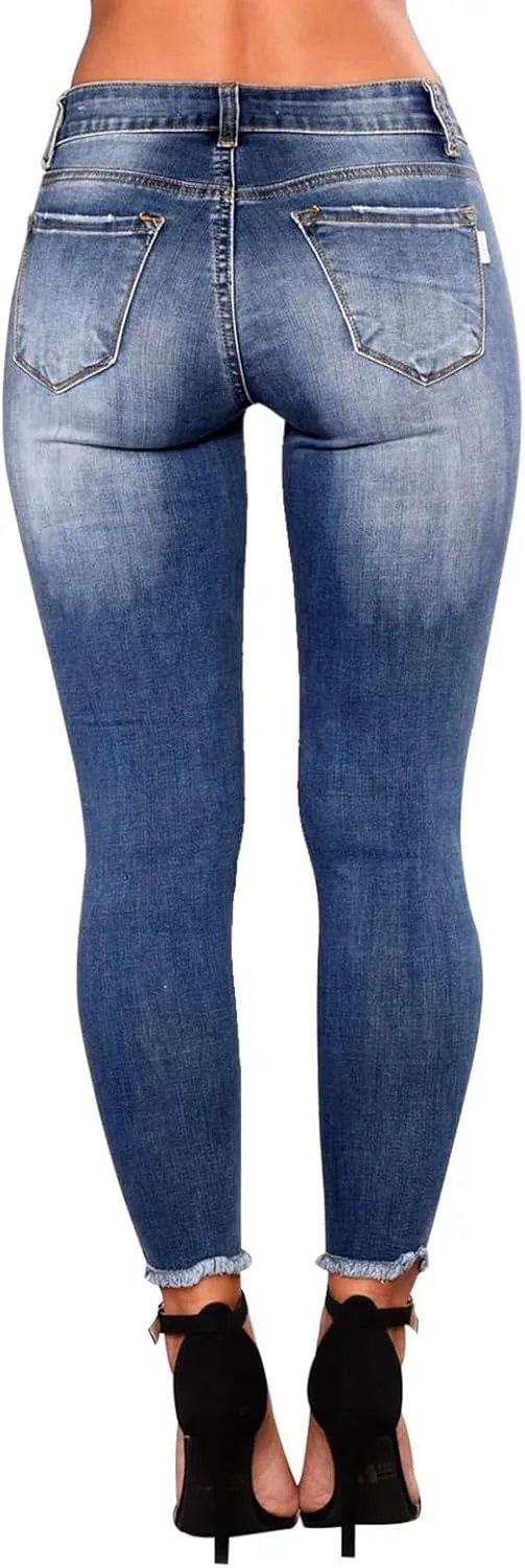 Ripped Jeans Womens Fall Fashion 2024 Trendy Stretchy Skinny Jeans Boyfriend Distressed Jeans Destroyed Denim Jeggings